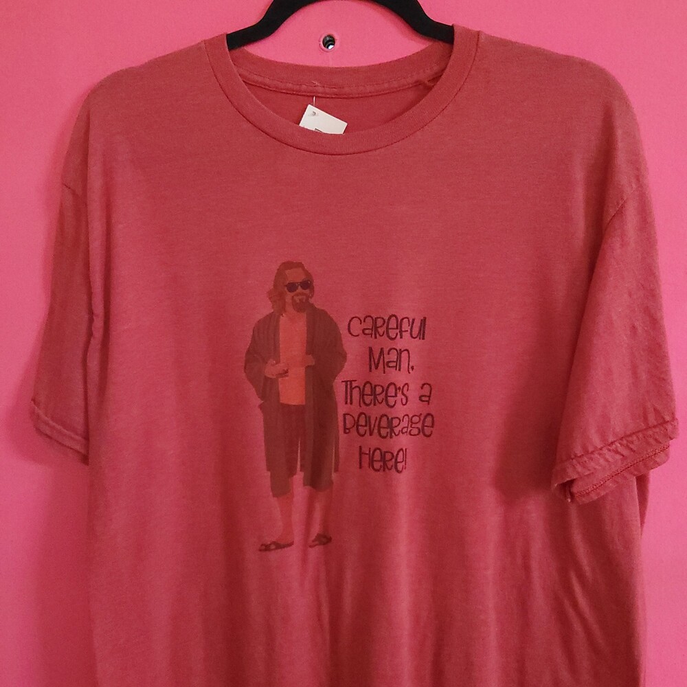 The Big Lebowski The Dude Careful Man T-Shirt Red XL movie y2k vtg funny